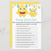 Gele monster Nursery Rhyme Quiz baby shower game (Voorkant / Achterkant)