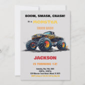 Gele Monster Truck Verjaardag Uitnodigingen (Voorkant)