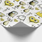 Gele monsters cadeaupapier (Hoek)