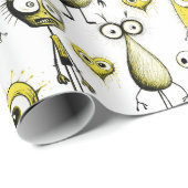 Gele monsters cadeaupapier (Rol Hoek)