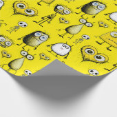 Gele monsters cadeaupapier (Hoek)