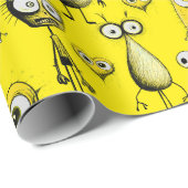 Gele monsters cadeaupapier (Rol Hoek)