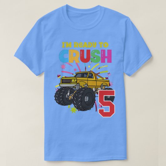 Gele monstervrachtwagens zijn mijn jam 5e verjaard t-shirt (Design voorkant)