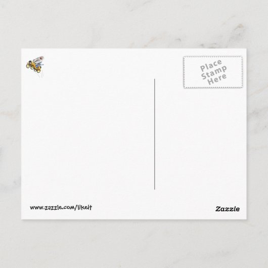 Gele  monsterwagen briefkaart (Achterkant)