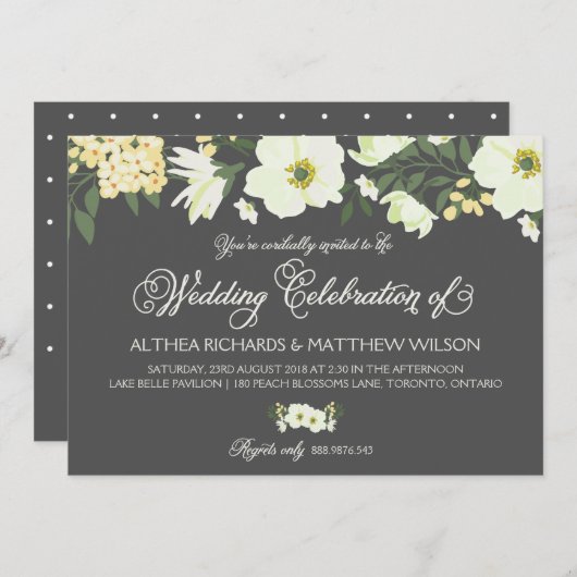 Gele mooie anemoon bloemige bruiloft II Kaart (Voorkant / Achterkant)