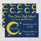 Gele moon Stars Night Sky Prom Gala Dance Kaart (Voorkant / Achterkant)