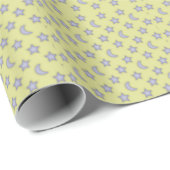 Gele moonen en sterpatroon cadeaupapier (Rol Hoek)
