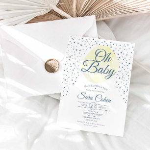 Gele moonsterren Oh Baby Neutrale Shower Kaart