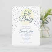 Gele moonsterren Oh Baby Neutrale Shower Kaart (Staand voorkant)