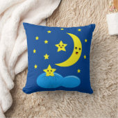 Gele moppige sterren en maan aan de hemel ! kussen (Deken)