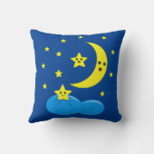 Gele moppige sterren en maan aan de hemel ! kussen (Achterkant)