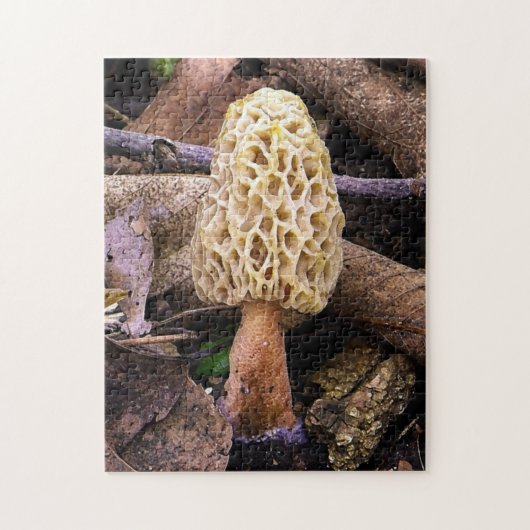 Gele Morel Paddenstoel Legpuzzel (Verticaal)