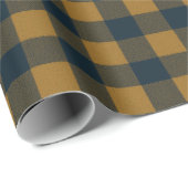 Gele mosterd Buffalo Plaid feestelijk gecontroleer Cadeaupapier (Rol Hoek)