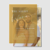 Gele mosterd de avond voor het repetitiediner vellum uitnodigingen (Offset (Koppel))