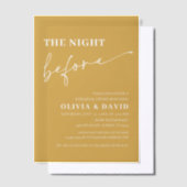 Gele mosterd de avond voor het repetitiediner vellum uitnodigingen (Offset)