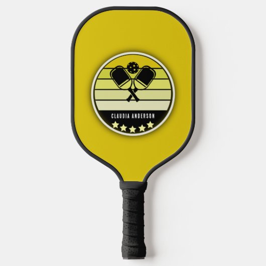 Gele mosterd gepersonaliseerd pickleball paddle (Voorkant)