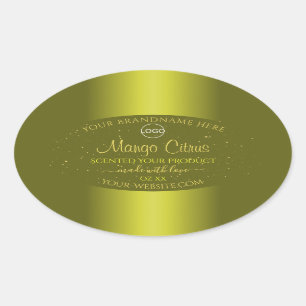 Gele mosterd Productlabel Glitter Voeg Logo toe Ovale Sticker