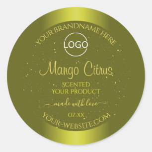 Gele mosterd Productlabel Glitter Voeg Logo toe Ronde Sticker