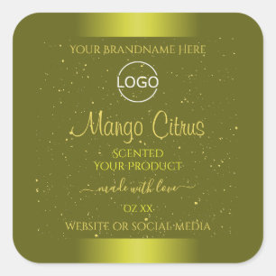 Gele mosterd Productlabel Glitter Voeg Logo toe Vierkante Sticker