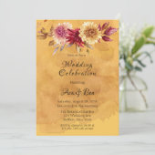 Gele Mosterd Waterverf Dahlia Flowers Bruiloft Kaart (Staand voorkant)