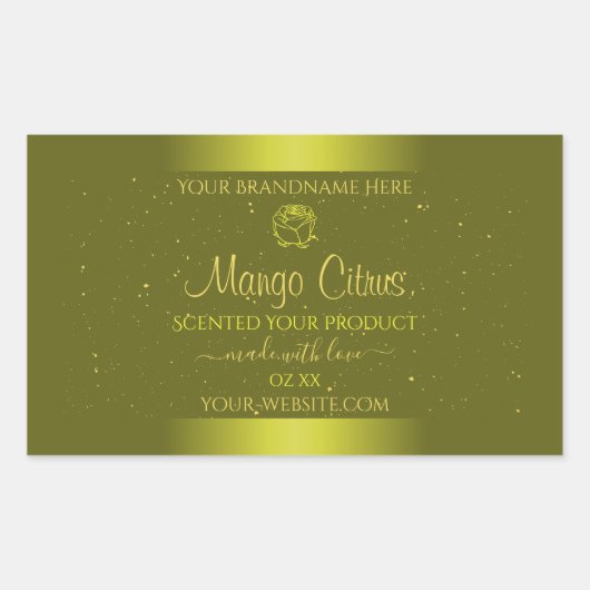 Gele mosterdproductetiketten Glitter Floral Rechthoekige Sticker (Voorkant)