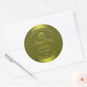 Gele mosterdproductetiketten Glitter Floral Ronde Sticker (Envelop)