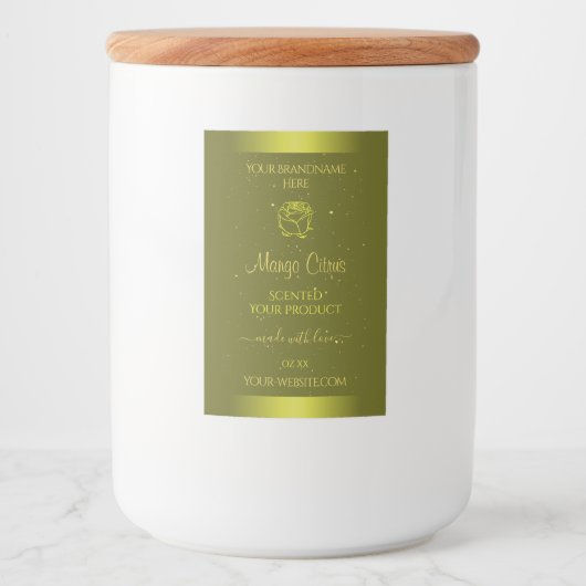 Gele mosterdproductetiketten Glitter Floral Voedselcontainer Etiket (Voorkant)