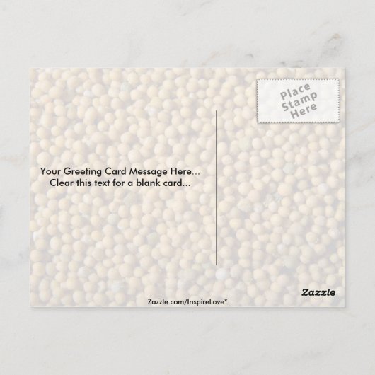 Gele mosterdzaden briefkaart (Achterkant)