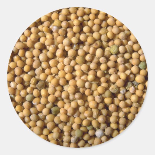 Gele mosterdzaden ronde sticker (Voorkant)