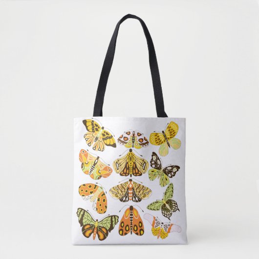 Gele moth en vlinder tote bag (Voorkant)