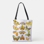 Gele moth en vlinder tote bag (Achterkant)