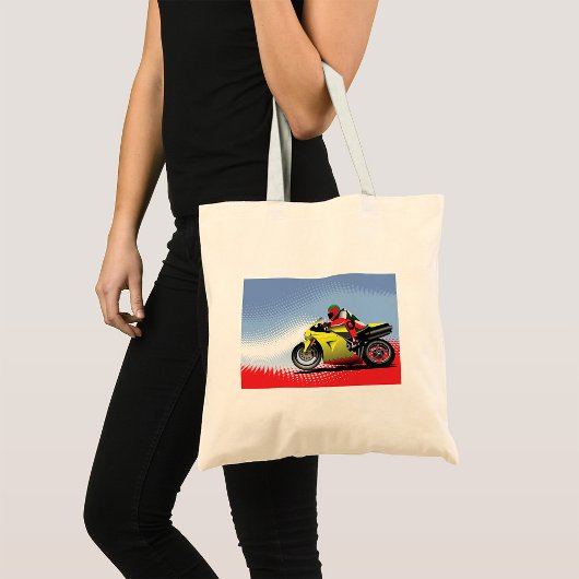 Gele motorfiets Canvas tas