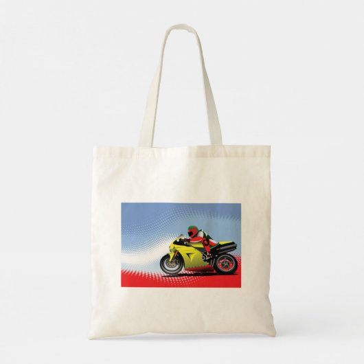 Gele motorfiets Canvas tas (Achterkant)