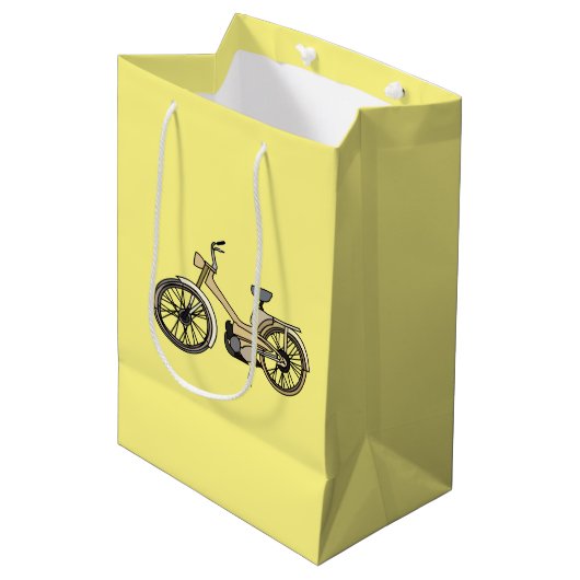 Gele motorfiets medium cadeauzakje (Voorkant Gekanteld)