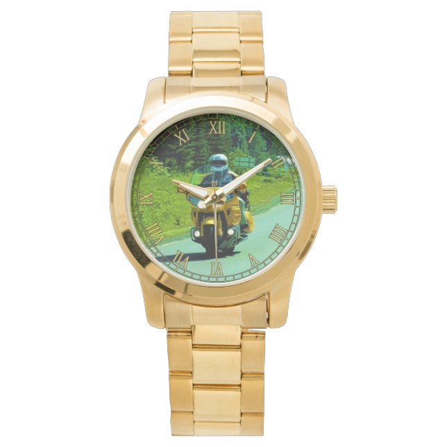 Gele Motorfiets op de snelweg #Gift Watch Range Horloge (Voorkant)