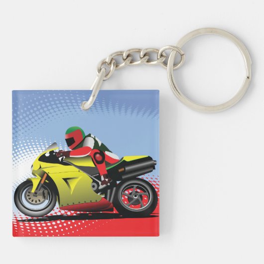 Gele Motorfiets Sleutelhanger (Achterkant)