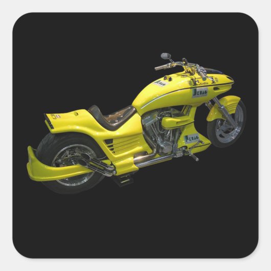 Gele motorfiets vierkante sticker (Voorkant)