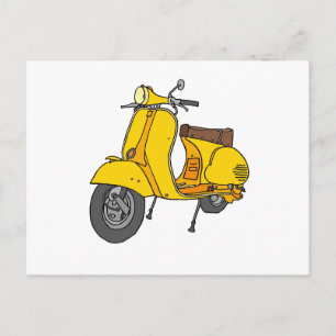Gele motorscooter briefkaart