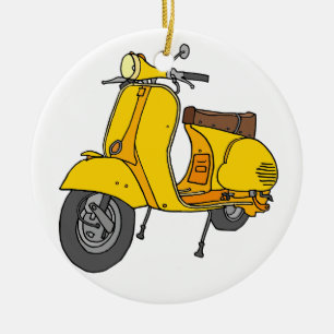 Gele motorscooter keramisch ornament