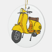 Gele motorscooter keramisch ornament (Links)