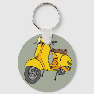 Gele motorscooter sleutelhanger