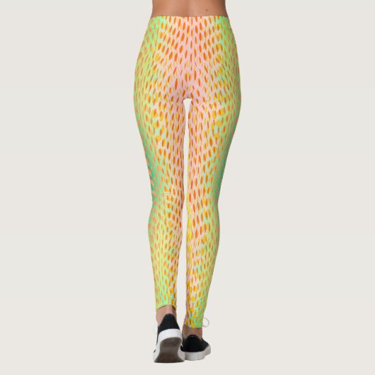 Gele Multi Gekleurde Python Snake Print Dames Leggings (Achterkant)
