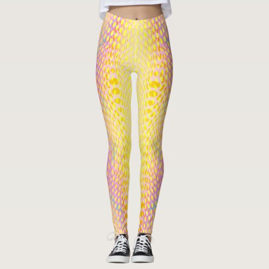 Gele Multi Gekleurde Python Snake Print Dames Leggings (Voorkant)