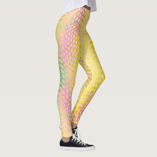 Gele Multi Gekleurde Python Snake Print Dames Leggings (Rechts)