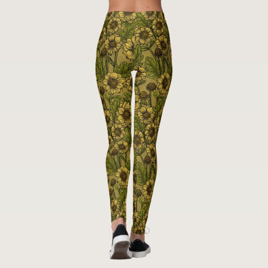 Gele Mums Leggings (Achterkant)