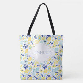 Gele Munt Groen en Blauw Gepersonaliseerd Tote Bag