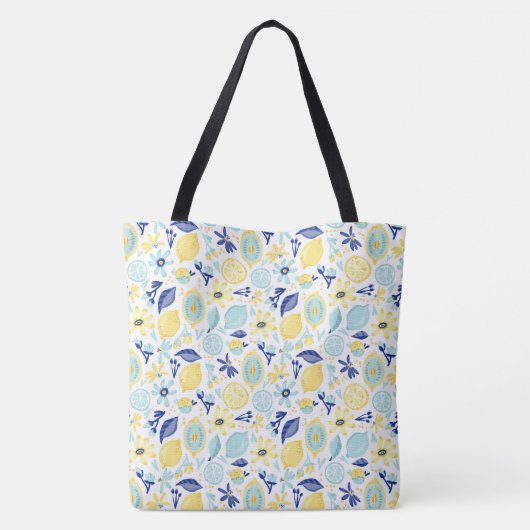 Gele Munt Groen en Blauw Gepersonaliseerd Tote Bag (Achterkant)