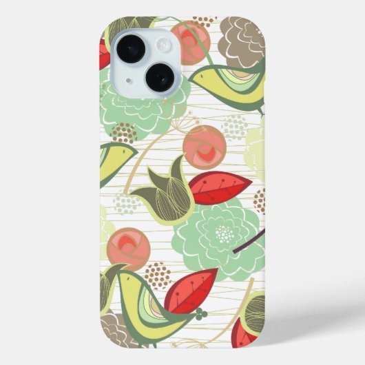 Gele munt zoete vogels bloementuin bloeit chique Case-Mate iPhone case (Achterkant)