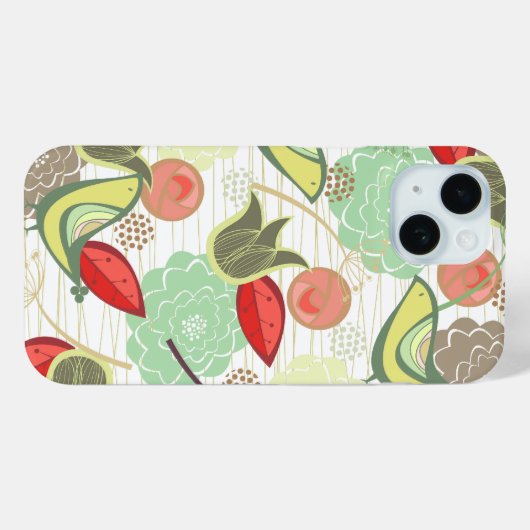 Gele munt zoete vogels bloementuin bloeit chique Case-Mate iPhone case (Achterkant (horizontaal))