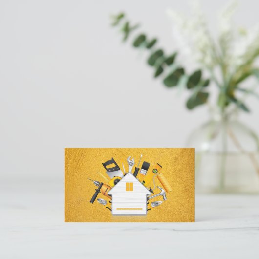 Gele muurtextuur | Huisreparatiegereedschap Visitekaartje (Staand voorkant)